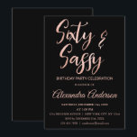 Convite Rosa Gold Foil 60 Sessenta e Sassy Aniversário<br><div class="desc">Foil Rosa de Ouro Rosa 60 Sessenta e Convite de aniversário Sassy. O Rosa Gold Foil e o Black 60 e o Sassy Convite de aniversário são perfeitos para uma Festa de aniversário 60 moderna.</div>