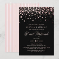 Rosa Gold Foil Confetti Pontos Pretos B não Mitzva