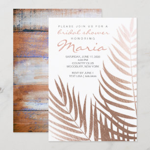 Convite Rosa Gold Foil Palm deixa Chá de panela