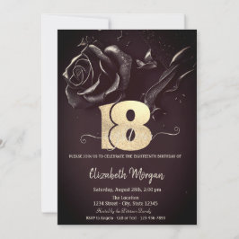 Convite Rosa Gótico Escuro Burgundy 18º Aniversário