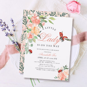 Convite Rosa Lady Ladybug Chá de fraldas