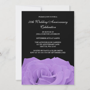 Convite Rosa Lavanda e Preto 50º Aniversário de Casamento