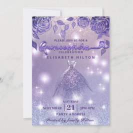 Convite Rosa Lilac moderno vestido Glitter
