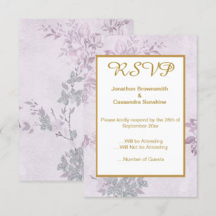 CONVITE ROSA LILÁS FLORAL CASAMENTO VINTAGE RESPOSTA RSVP