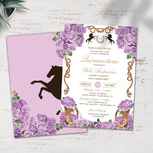 Convite Rosa Lilly Purple Ranchera Quinceanera