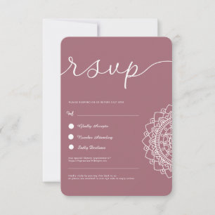 Convite Rosa Mandala QR RSVP de Pintinho moderno mínimo