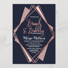Convite Rosa Marinho Dourado Azul Mauve Geométrico Brunbbl