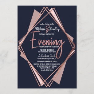 Convite Rosa Marinho Dourado Blue Mauve Noite Geométrica