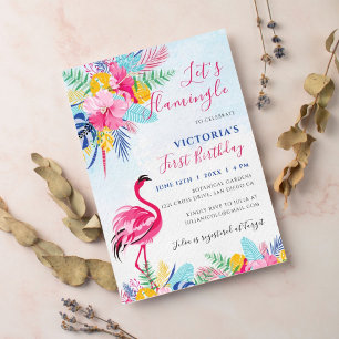 Convite Rosa Marinho Floresta Selvagem Tropical Aniversári