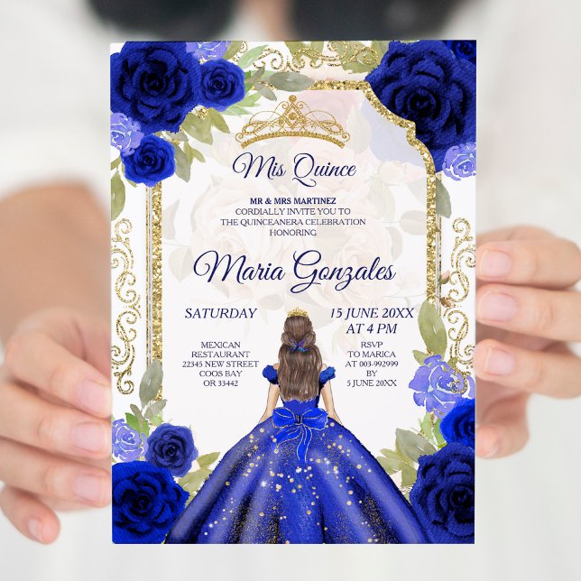 Convite Rosa marinho Mexicana Charra Quinceanera (Criador carregado)
