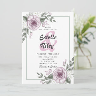 Convite Rosa Mauve Elegant Floral Wedding