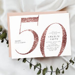 Convite Rosa minimalista moderno brilho de ouro 50 anos<br><div class="desc">O moderno minimalista 50º convite de aniversário apresenta o na moda faux gold glitter número 50 e os detalhes do seu partido em serif e cor de carvão clássicos, simples e elegante convite para o aniversário do marco de surpresa do excelente. a cor de fundo pode ser alterada para qualquer...</div>
