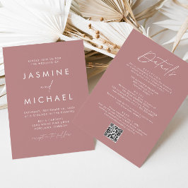 Convite Rosa moderno com poeira, tudo em um casamento de c