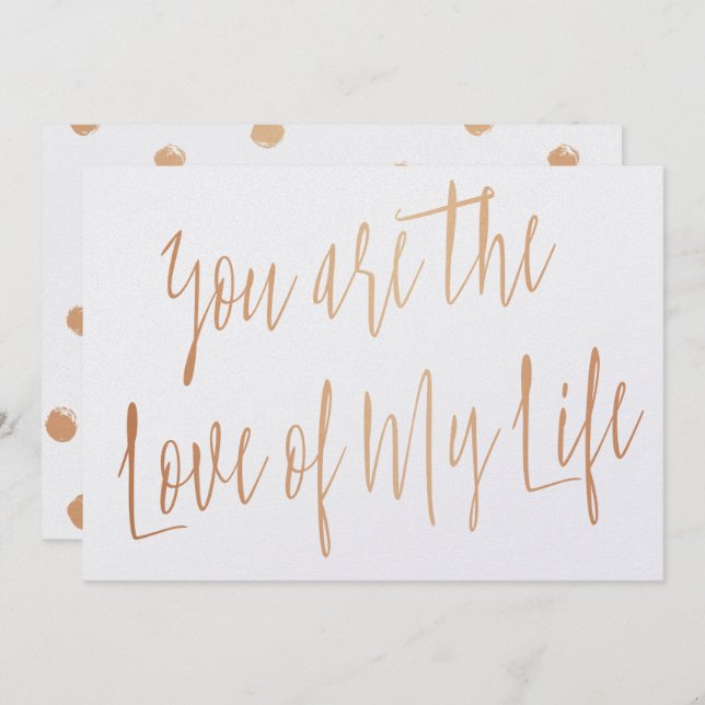 Convite Rosa moderno Dourado "Você é o amor da minha vida" (Frente/Verso)