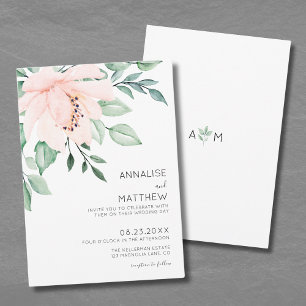 Convite Rosa Moderno Floral Aquarela Casamento