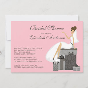 Convite Rosa na moda do pêssego do chá de panela da noiv