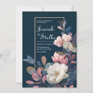 Convite Rosa Naval Mal-humorada Anêmona Floral Branca Casa