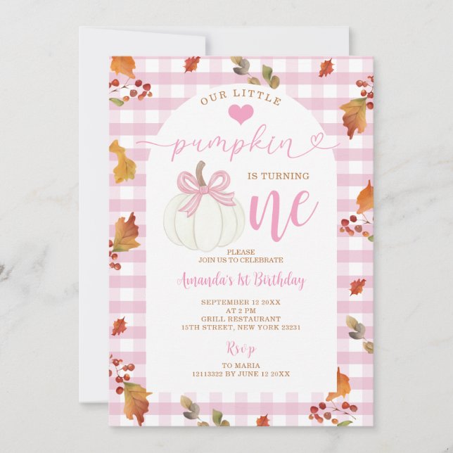 Convite Rosa, Nossa Pequena Abóbora Está Virando Uma Queda (Frente)