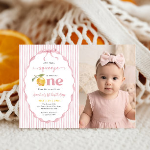 Convite Rosa Nosso principal Esmagão Limão 1º Aniversário