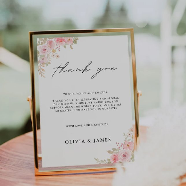 Convite Rosa: Obrigado Sinal Modelo, (Rose Wedding Thank You Sign Template, Invitation)