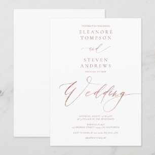 Convite Rosa-ouro-chic - casamento branco luxo