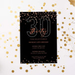 Convite Rosa ouro e aniversário de 30 anos de brilho preto<br><div class="desc">Este maravilhoso convite para 30 apresenta discos de brilho rosa dourado em fundo preto. Para personalização mais avançada deste design,  por exemplo,  alteração do layout,  da fonte ou do tamanho do texto,  clique no botão "PERSONALIZAR" acima. Por favor,  entre em contato comigo para qualquer pergunta!</div>