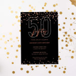Convite Rosa ouro e brilho preto 50 anos<br><div class="desc">Este maravilhoso 50º convite apresenta discos de brilho rosa dourado em fundo preto. Para personalização mais avançada deste design,  por exemplo,  alteração do layout,  da fonte ou do tamanho do texto,  clique no botão "PERSONALIZAR" acima. Por favor,  entre em contato comigo para qualquer pergunta!</div>