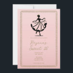 Convite Rosa Ouro Preto Bailando Princesa da Festa<br><div class="desc">Personalize do jeito que você quiser.</div>