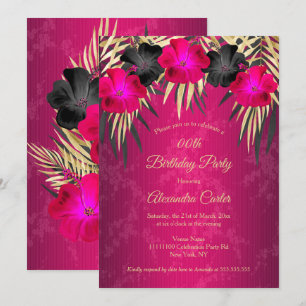 Convite Rosa Ouro Preto Palmeiras Hibisco Damasco Festa