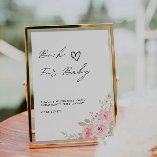 Convite Rosa para o símbolo do bebê, Chá de fraldas (Rose Book for Baby Sign, Baby Shower Invitation)