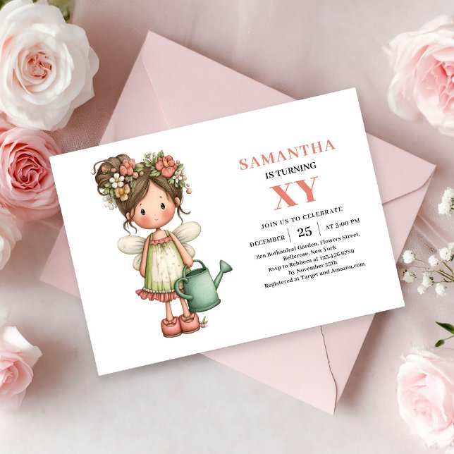 Convite Rosa Pastel de Aniversário de Menina Fada  (Magical Fairy Girl Birthday Pastel Pink invitation)