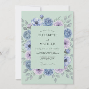 Convite Rosa Periwinkle Flora Florescer Casamento