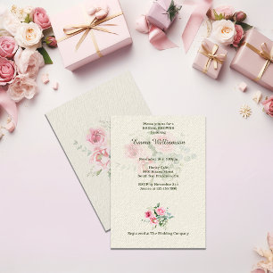 Convite Rosa Personalizar Chá de panela Vintage Sweet