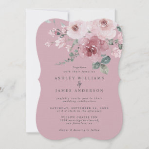 Convite Rosa Pink Empoeirada Bege Casamento