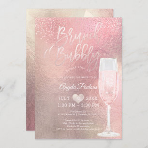 Convite Rosa PixDezines Brunch Bubble/Confetti+Ombre