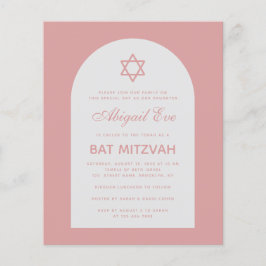 Convite Rosa Poeira Bat Mitzvah Arco Rosa Orçament