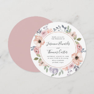 Convite Rosa Poeira Rosa Aguarela Floral   Casamento Círcu