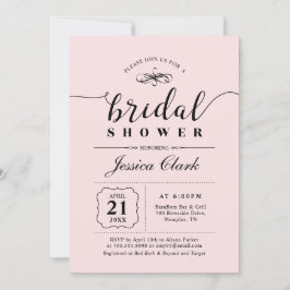 Convite Rosa & Preto | Chuveiro de Noiva de Casamento Eleg