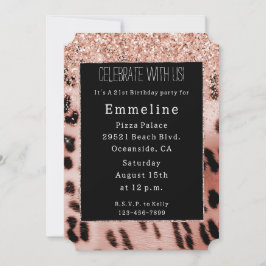 Convite Rosa preto - Esbranquiçado - Lente rosa-Leopardo