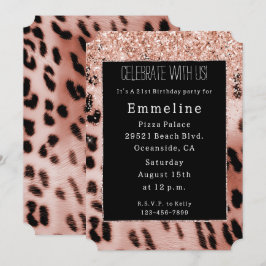 Convite Rosa preto - Esbranquiçado - Lente rosa-Leopardo