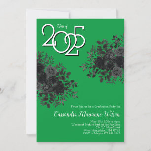 Convite Rosa preto - Festa de formatura gótica escura verd