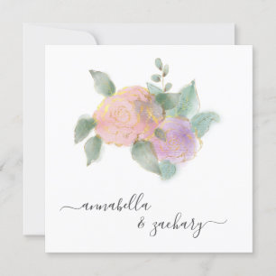 Convite *~* ROSA QR RSVP Dourada Glitter - Casamento AR12