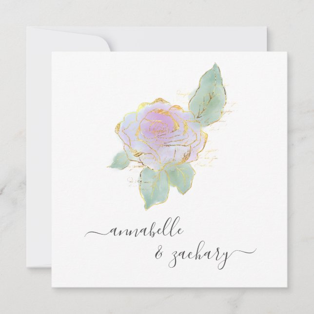 Convite *~* ROSA QR RSVP Dourado Glitter AR12 Casamento In (Frente)