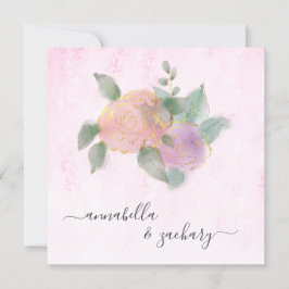 Convite *~* ROSA QR RSVP + Glitter Dourado - Casamento AR1