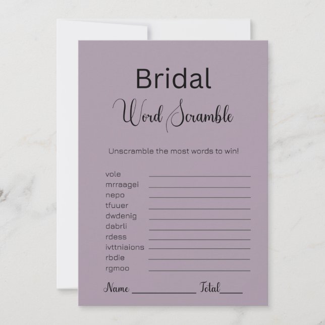Convite Rosa Quartz Bridal Word Scramble Game (Frente)
