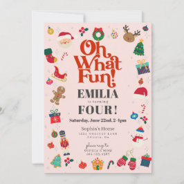 Convite Rosa Que Festa de aniversário de inverno divertida