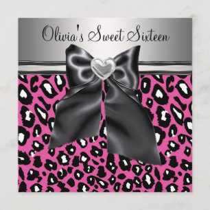 Convite Rosa quente Aniversário de Sweet Sixteen com estam
