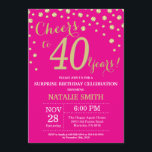 Convite Rosa quente e Dourada Surpresa aniversário de 40 a<br><div class="desc">Surpreenda o aniversário de 40 anos Invitation com fundo de diamante rosa quente e brilhante Dourado. Dourada Confetti. Aniversário Adulto. Homens ou Mulheres Aniversário. Para mais personalização,  clique no botão "Personalizar" e use nossa ferramenta de design para modificar este modelo.</div>