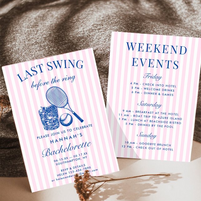 Convite Rosa Retro Último Balanço Antes do Tênis Anelar Ba (Criador carregado)