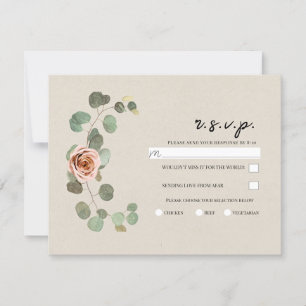 Convite Rosa Rosa & Coração de Eucalipto Resposta de Casam